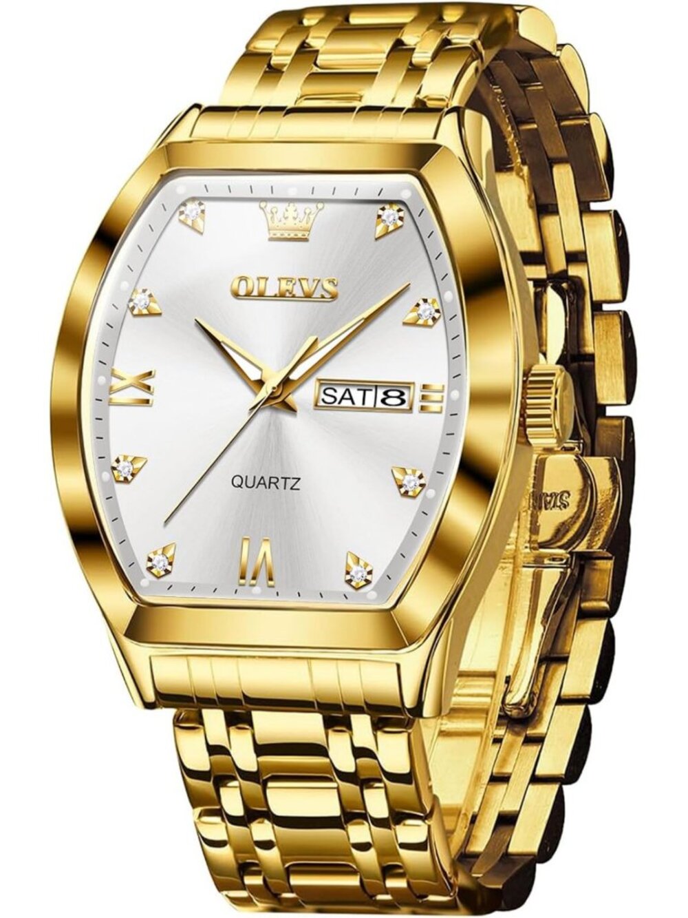 Luxury Men's Square Analog Quartz Watch - Stainless Steel Dress Timepiece